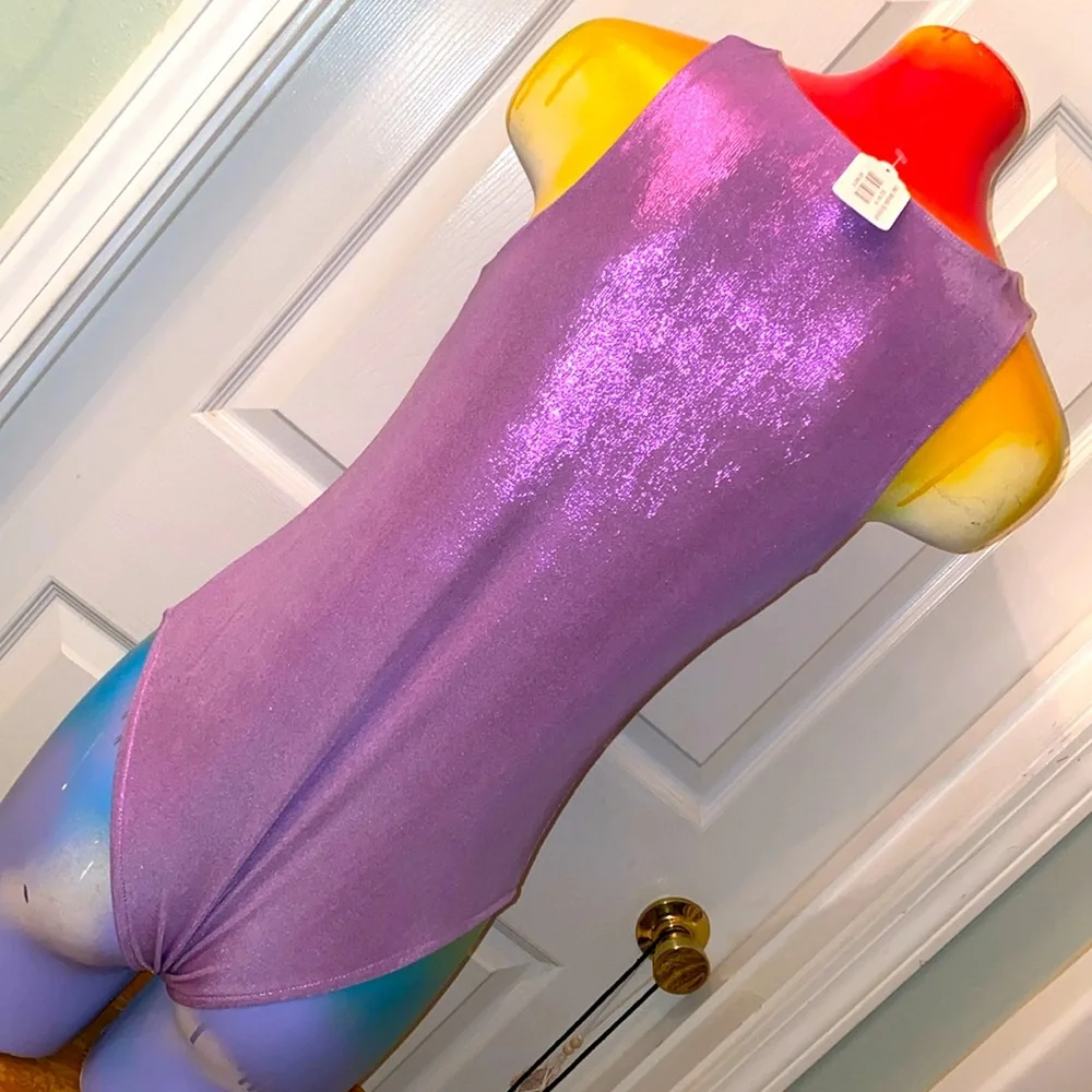 SHE + SKY Lilac Metallic One Piece Bodysuit NWTs - Picture 7 of 10